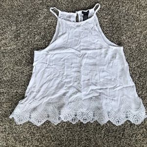 Bottom Laced White Mock Neck Crop Top